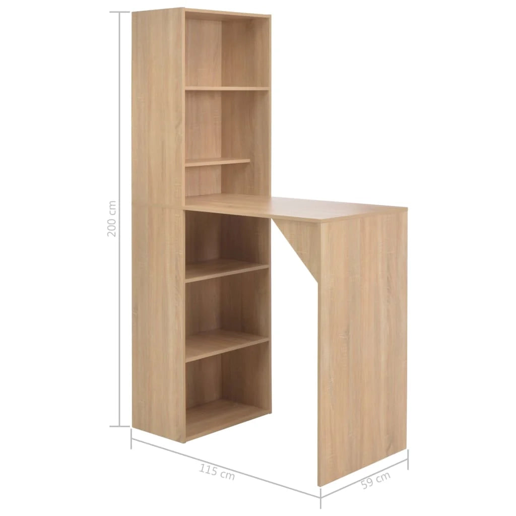 Tavolo alto da bar/bistrot con mobile rovere marrone 200 cm 0902043