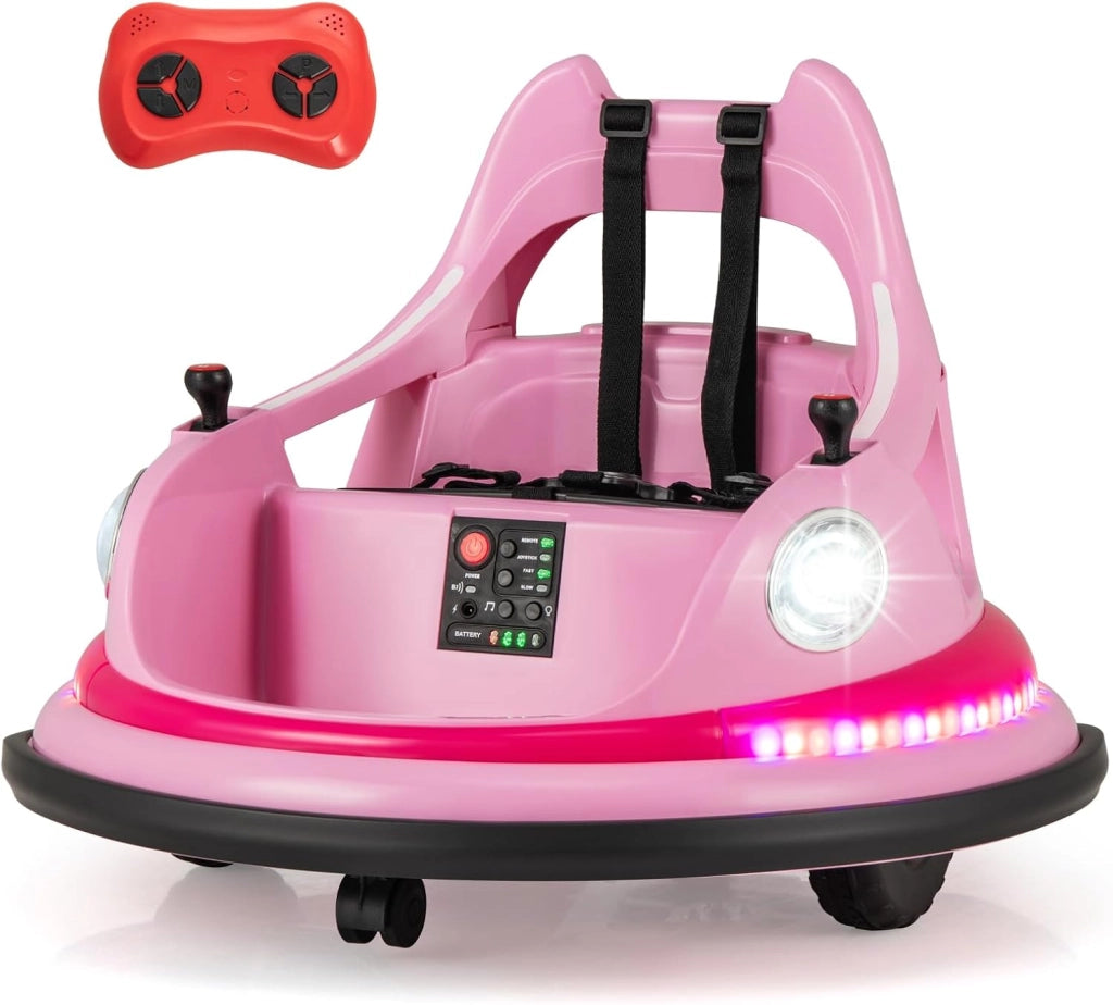 Autoscontro Elettrico per Bambini, 12V Macchina Cavalcabile Rotazione a 360° con Telecomando, 5 Effetti Luce, Musica e Cintura di Sicurezza, Macchina Cavalcabile per Bambini 3+ Anni (Blu)