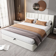 Letto imbottito idraulico con luci LED USB 180x200 cm colore PU bianco