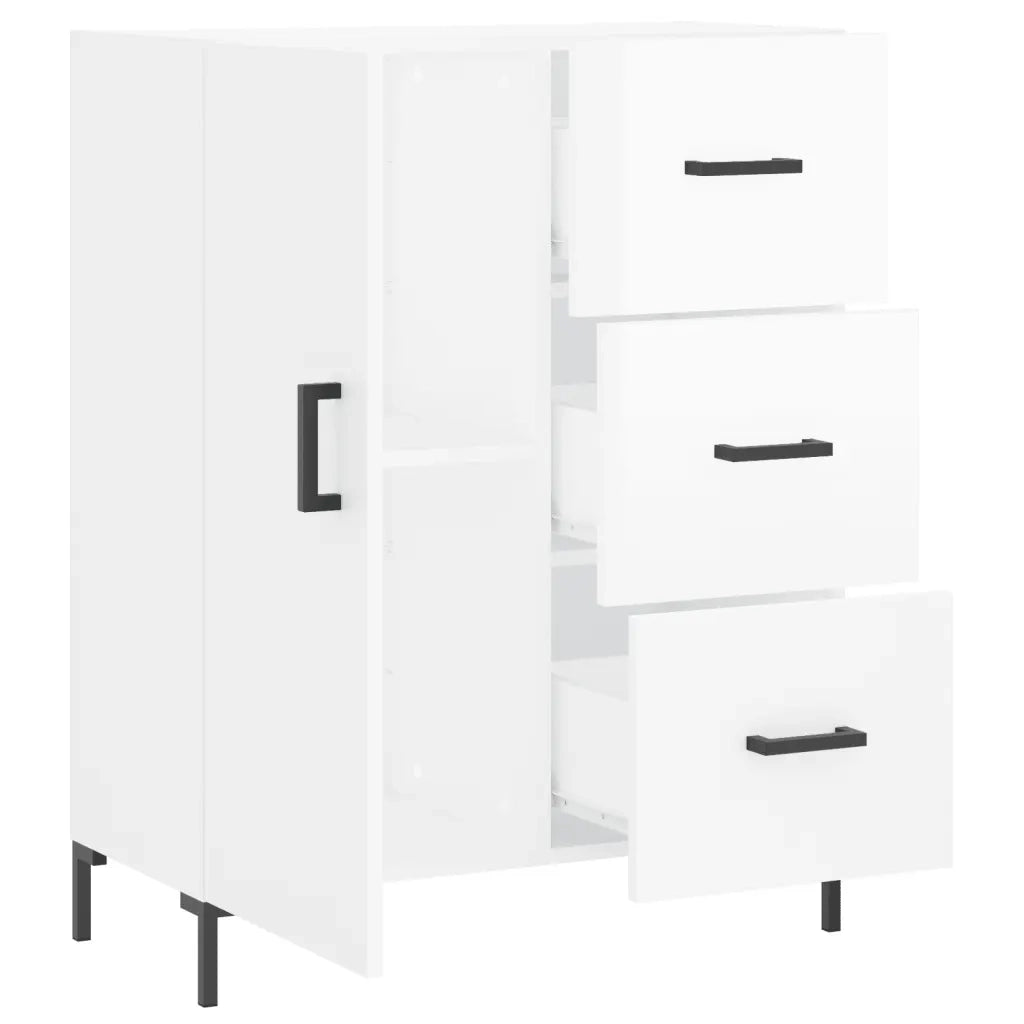 Credenza | Madia | Buffet da pranzo | Armadio da pranzo 69,5x34x90 cm in Legno Multistrato Bianco Lucido
