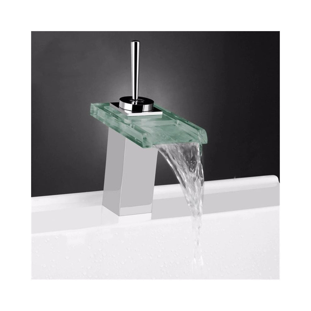 Trade Shop - Miscelatore Monocomando Rubinetto Cascata Vetro Rubinetteria Lavabo Bagno -