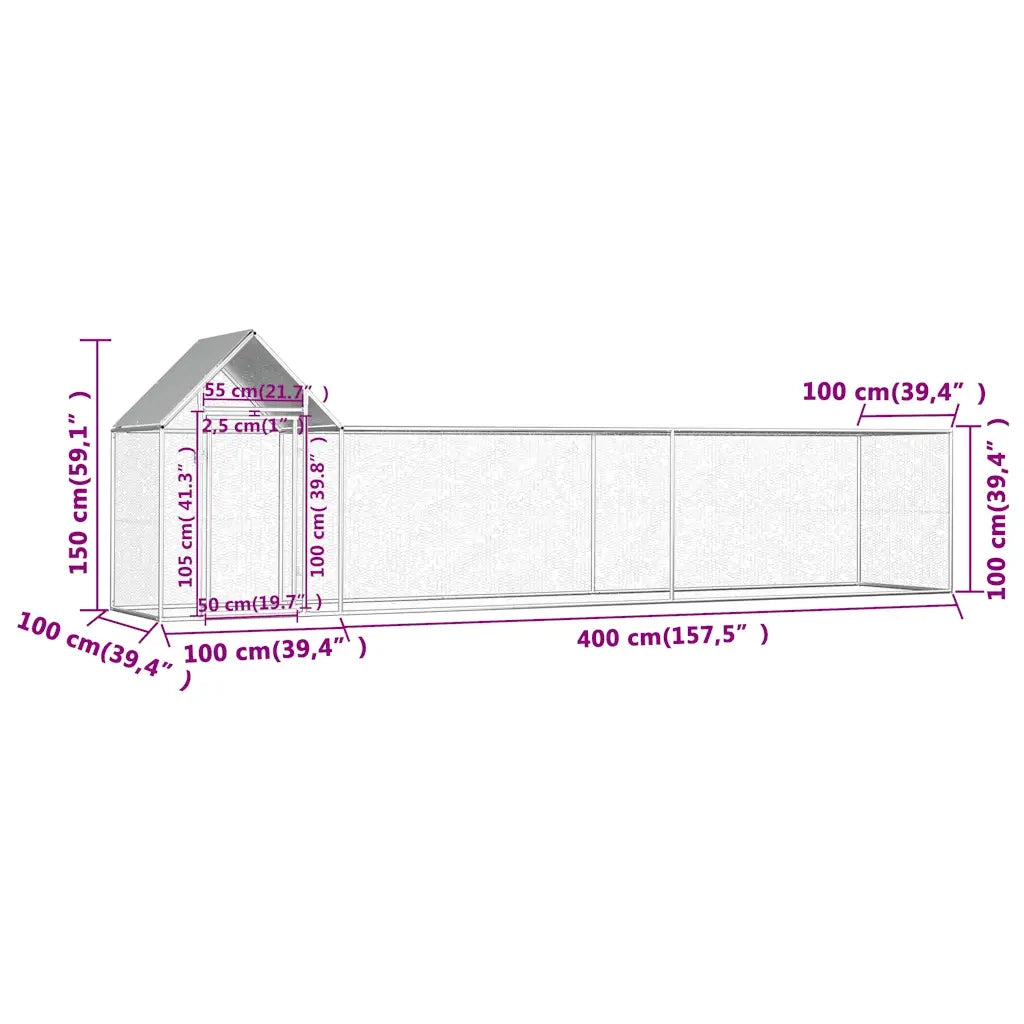 Pollaio 5x1x1,5 m in Acciaio Zincato CFW7162474