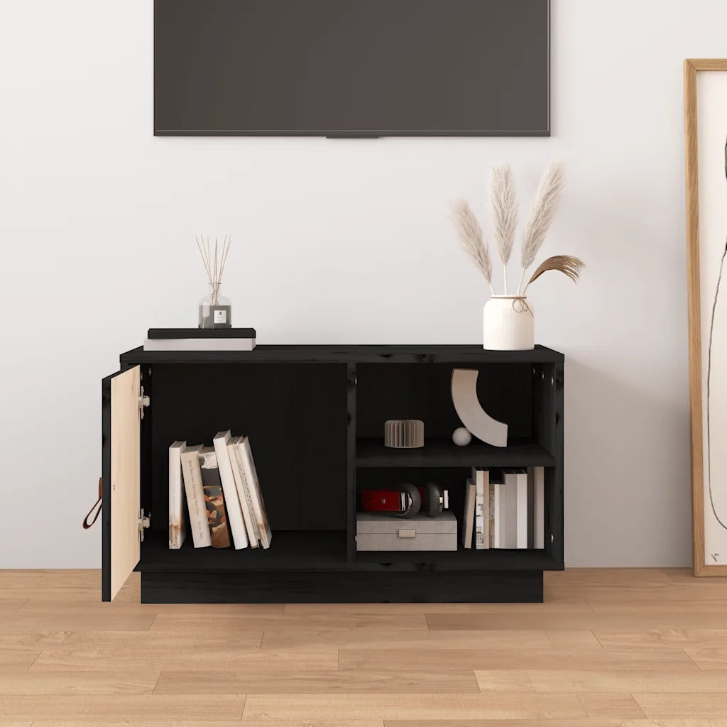 Mobile TV | Armadietto TV | Mobile Porta TV Nero 70x34x40 cm in Legno Massello di Pino