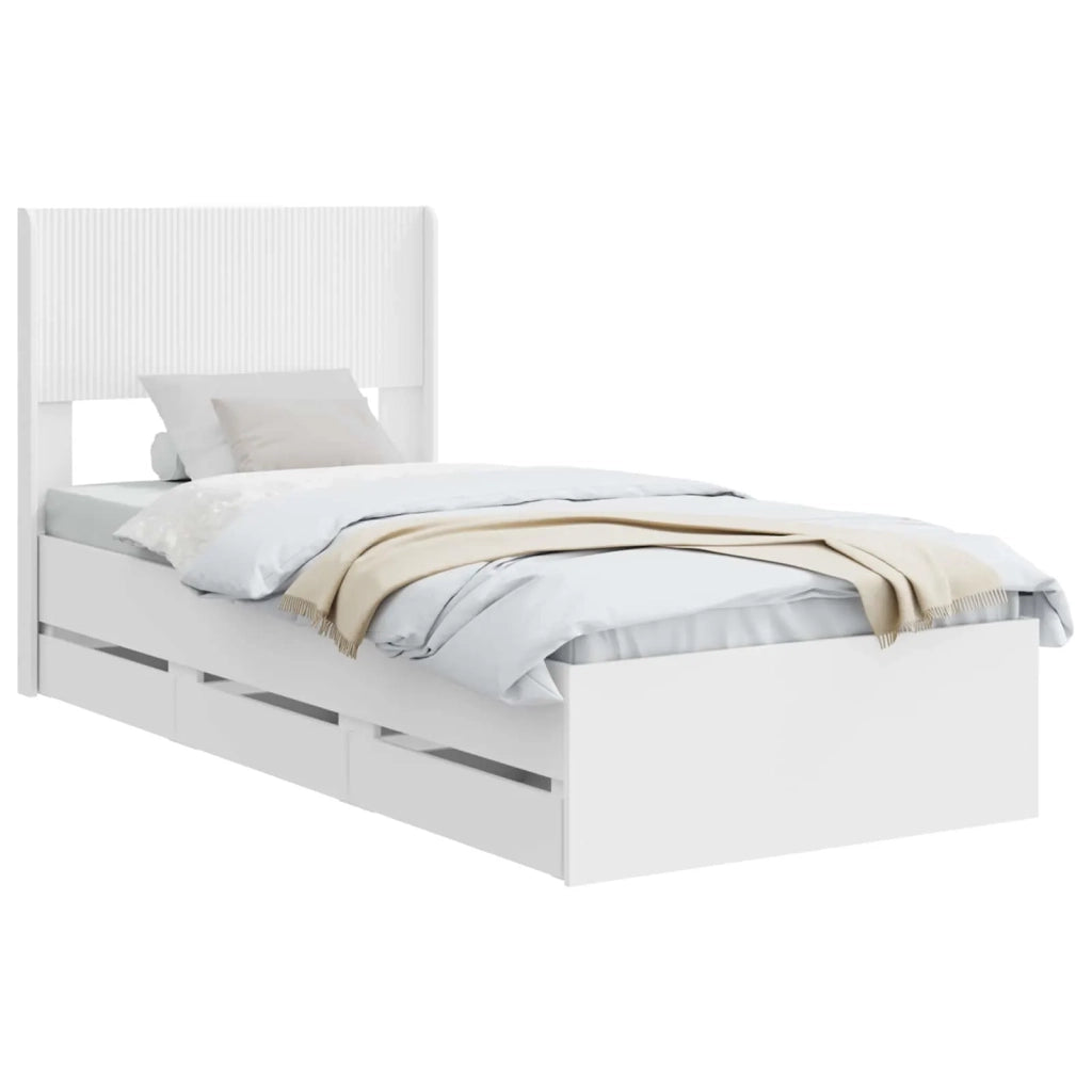 Struttura del letto con stoccaggio e testata Bianco 75 x 190 cm 3414347