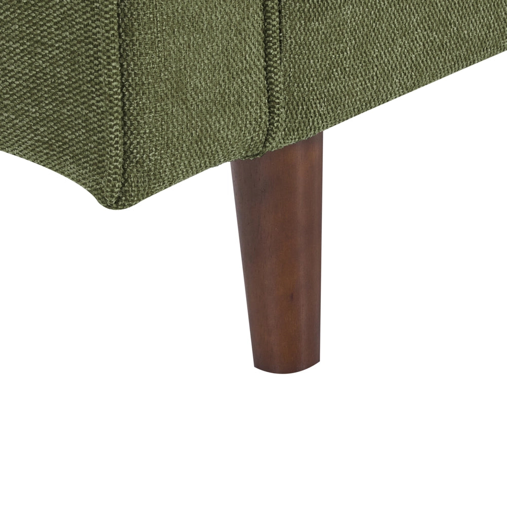 Poltrona Imbottita in tessuto verde con schienale spesso imbottito stile retrò soggiorno