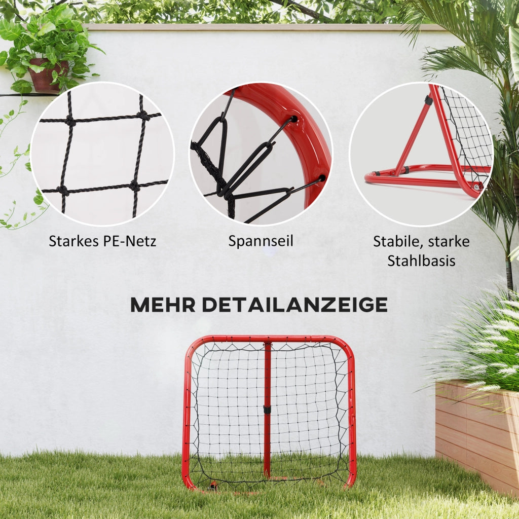Rete da calcio rimbalzante, ribaltabile, regolabile in 5 posizioni ¨C Zephmum ¨C Rosso, metallo, 78x84x65-78 cm
