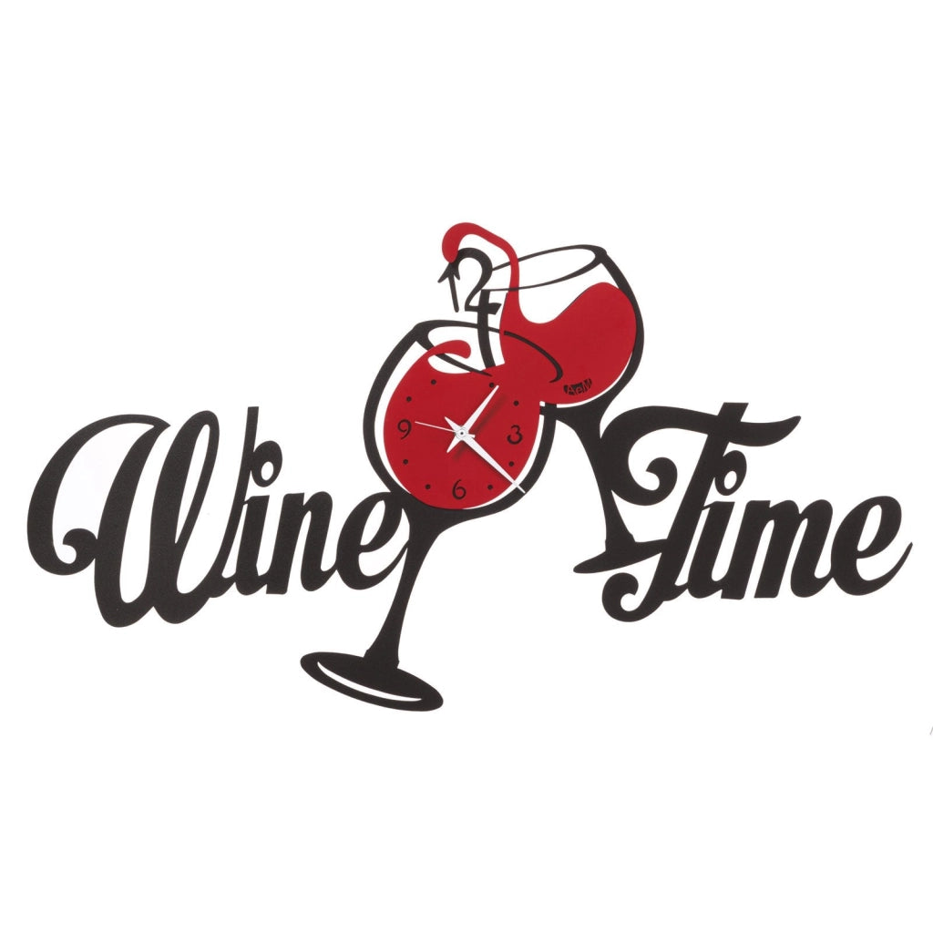 Orologio da parete particolare Wine Time Nero e rosso