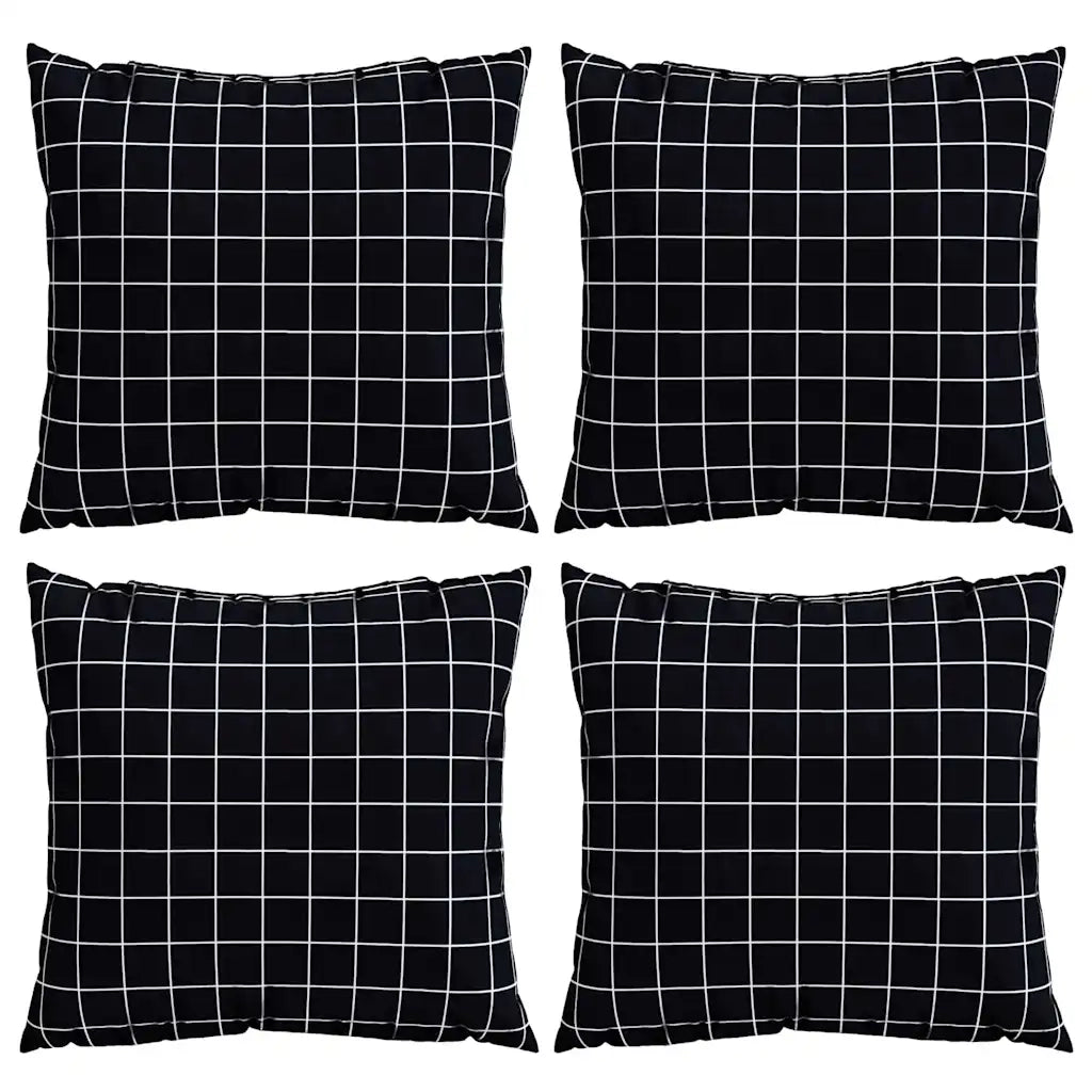 Cuscini Scatter a scacchi 4 pcs Quadro Nero 50 x 50 cm