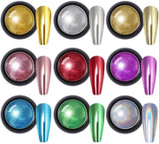 9 contenitori di polvere per unghie effetto specchio cromato 1g/contenitore 9 colori