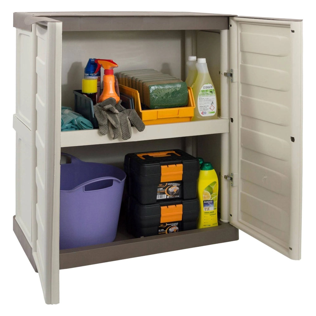 Mobile da Giardino Acira, Armadio da Esterno un Ripiano Made in Italy, 70x39x85.5h cm Beige