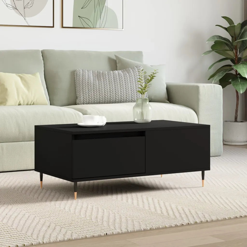 Tavolino da salotto | Tavolino da caff¨¨ | Tavolino da Soggiorno Nero 90x50x36,5 cm in Legno Multistrato