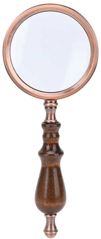 Verglassio Portatile 10x Alta Vergenza - Manuale - Manico in Legno Rimossiabile - Zinco Laminato - Lenti Ottiche in Vetro - Solido e Pratico - Lettore di Libri