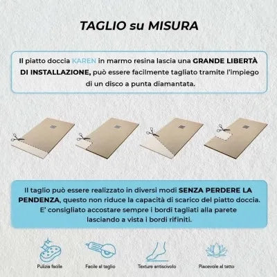 Piatto doccia 80x90 Karen in resina riducibile tortora effetto pietra