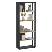 Libreria MuGuiying, Scaffale da ufficio, Mobile portalibri, Biblioteca, 80x34 h205 cm, Rovere e Grigio