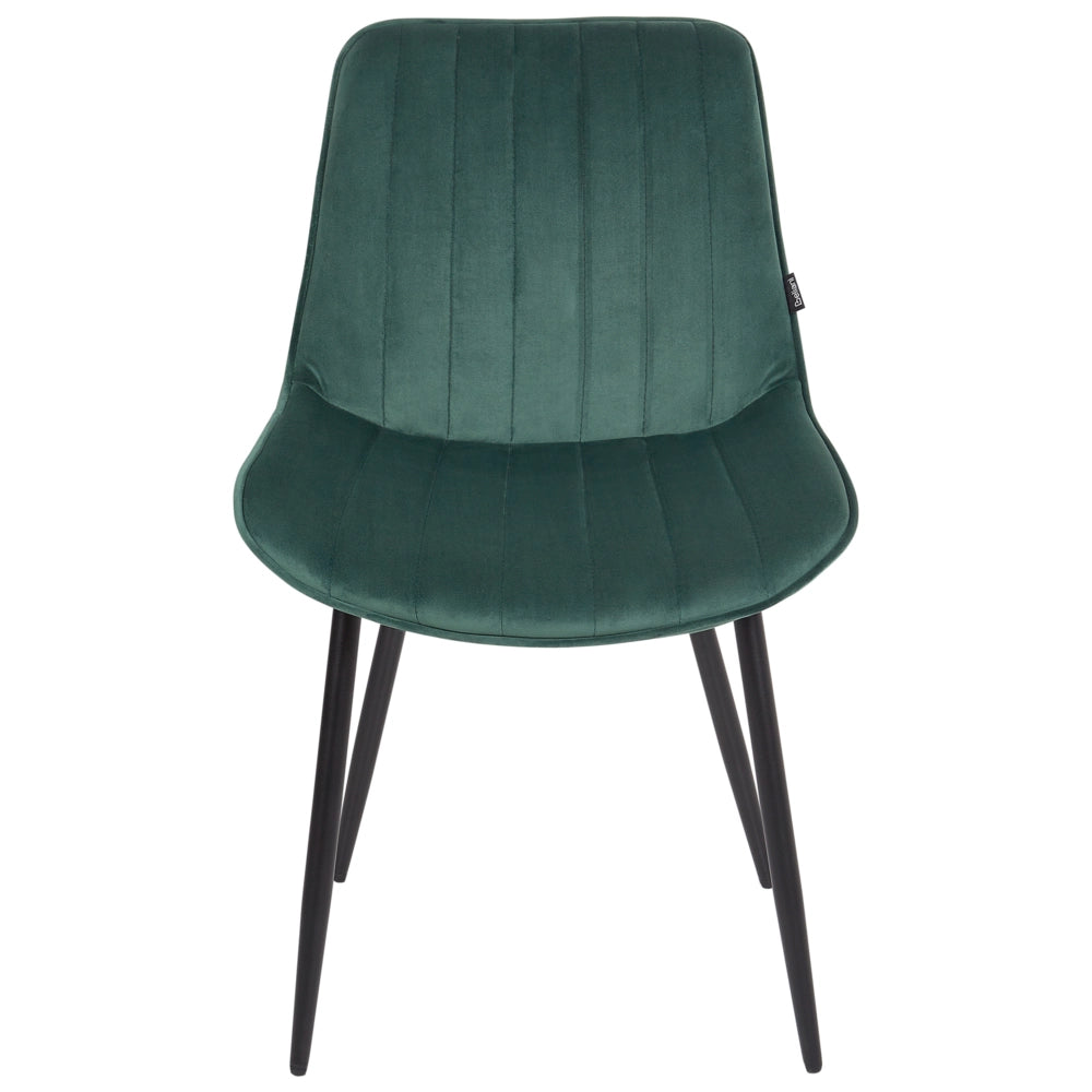 Set di 2 sedie da pranzo in velluto verde smeraldo con gambe in acciaio nero senza braccioli set da pranzo salotto soggiorno moderno