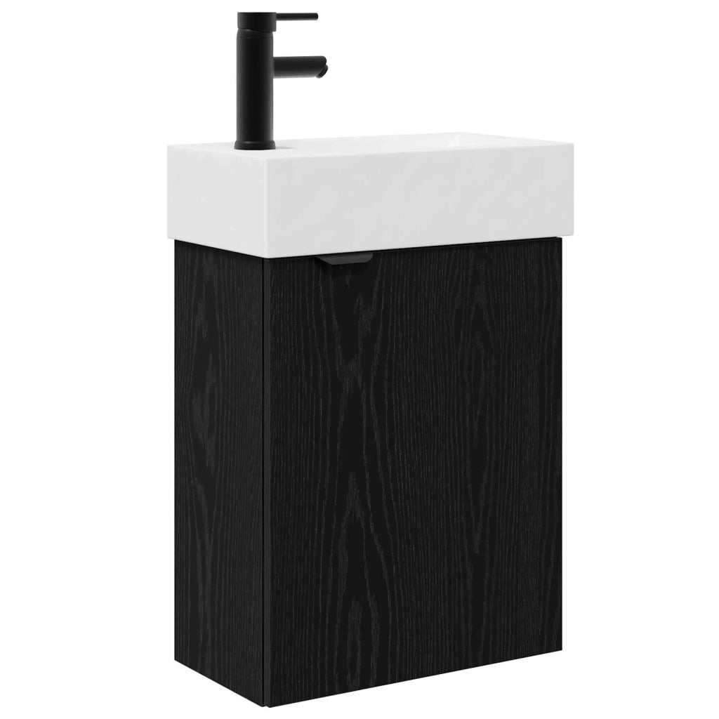 Mobile bagno con rubinetto Rovere Nero 45,5 x 22,5 x 84 cm 889426