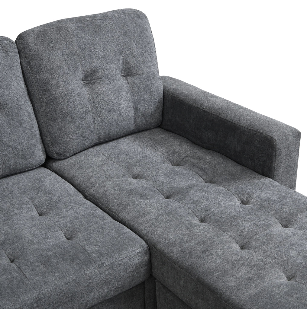 Divano letto angolare modulare con pouf XXL, LED e USB, grigio antico
