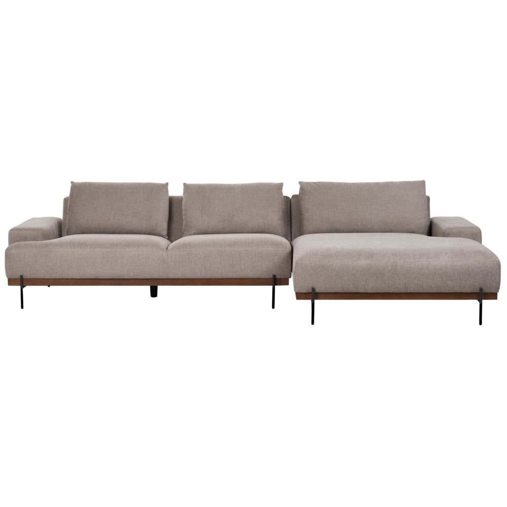 Divano angolare sinistro in tessuto Marrone Chiaro Tessuto Gambe in metallo 3 posti Stile minimalista