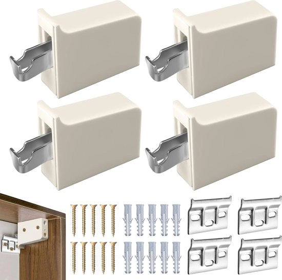 Set di 4 Bracciali di Sostegno per Cucina Universali con Binario di Montaggio - Bianco - Carico di 100 kg