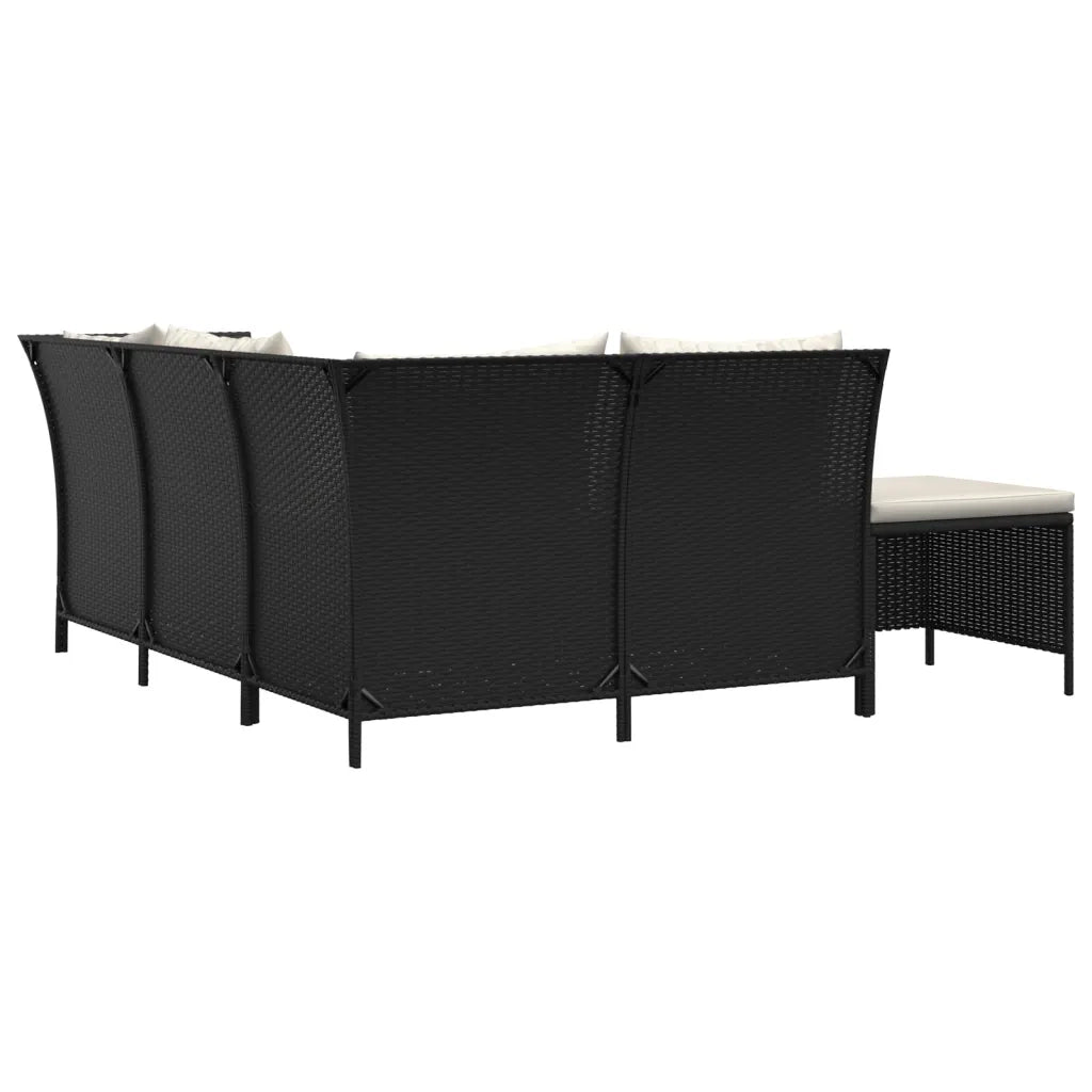 Set Divani da Giardino 4 pz con Cuscini Nero in Polyrattan cod mxl 35616