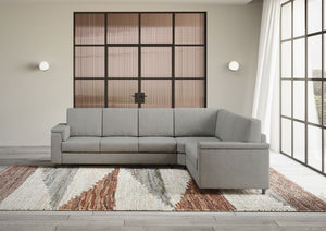 Divano Angolare 6 Posti 286x226x85 cm Marrak in Tessuto Grigio