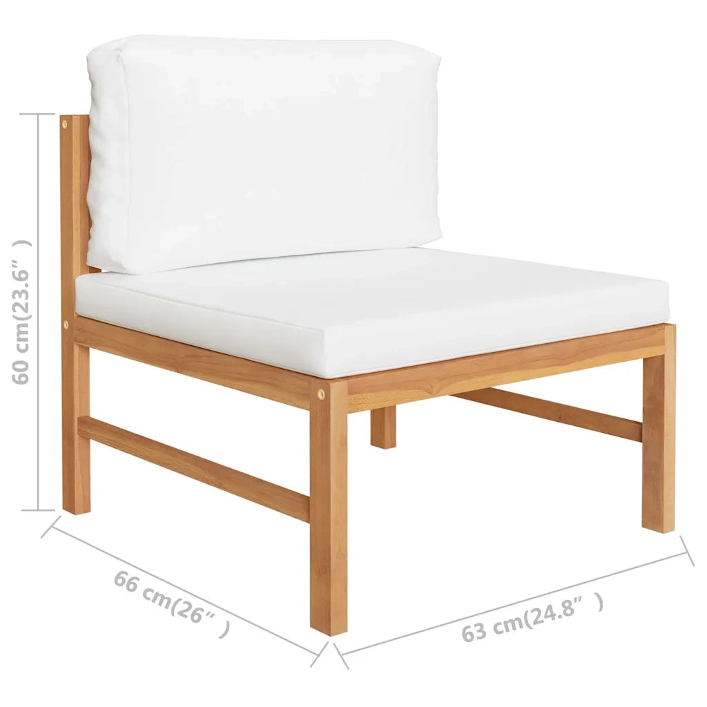 Salotto da Giardino-Set Divani Giardino 3 pz Cuscini Crema in Legno di Teak