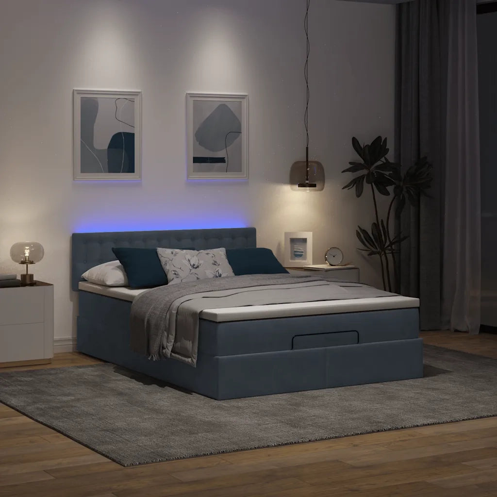 Struttura Letto Pouf con Materasso 140x200 cm in Velluto 3312771