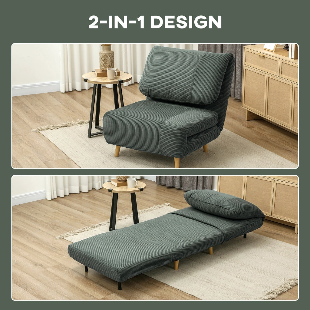 POLTRONA LETTO 82x89x83 cm 2 in 1 in poliestere verde