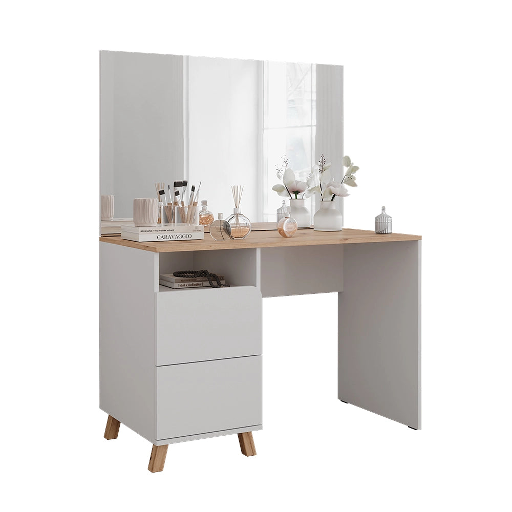 Vicco Tavolo da toeletta Bianco/Artisan 110 cm con specchio