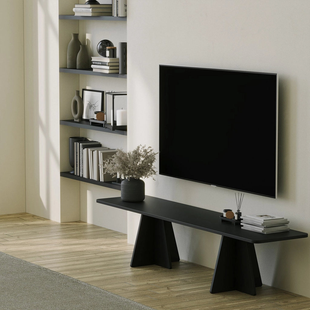 Cairano, Mobile Porta tv Peso Supportato 40 kg, 180x42x40h cm Nero