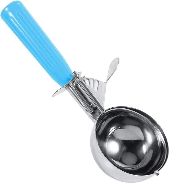 57 cm scopa di metallo inox per ghiaccio e frutta con manico in plastica - utensile da cucina pratico - manico per ghiaccio blu
