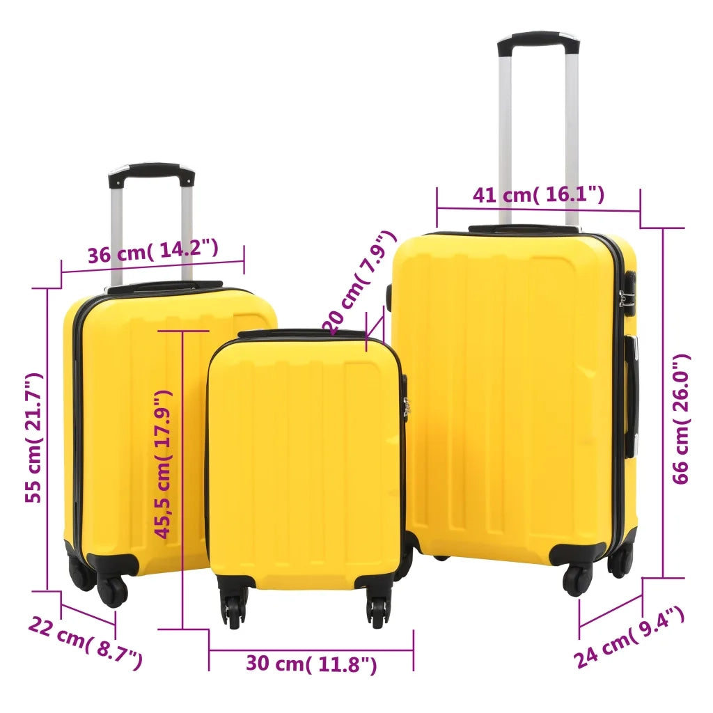 Set Trolley a Custodia Rigida 3 pz Giallo in ABS CFW6321414