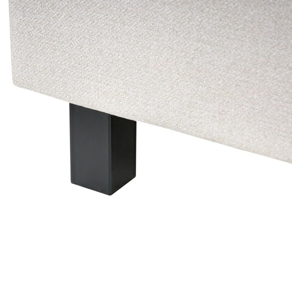 Letto rivestimento in tessuto beige Gambe in legno 160 x 200 cm a doghe con testiera in stile scandinavo minimalista