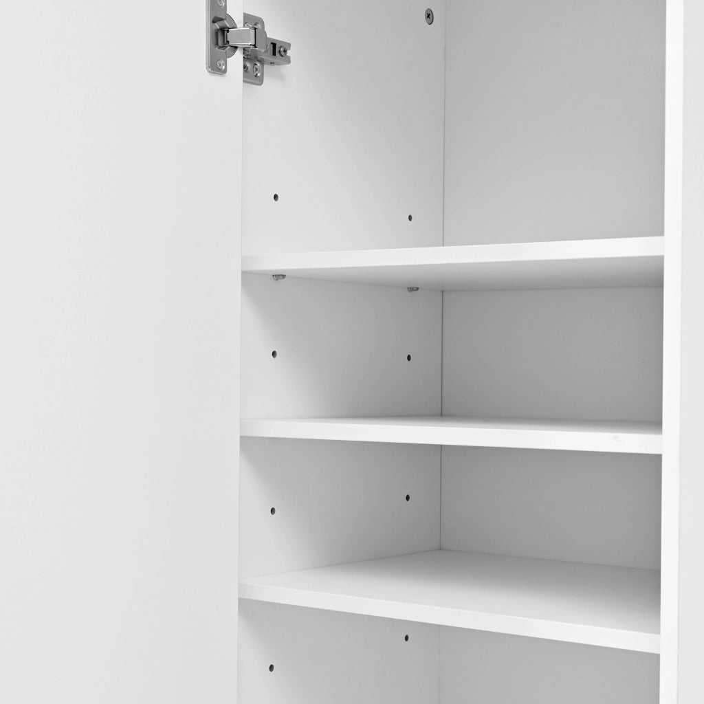 Mobile Ingresso con Specchio e Panca; Scarpiera con Ganci; Cassetti e Ripiani; Stile Moderno; in MDF; Bianco; 90??34;5??190 cm