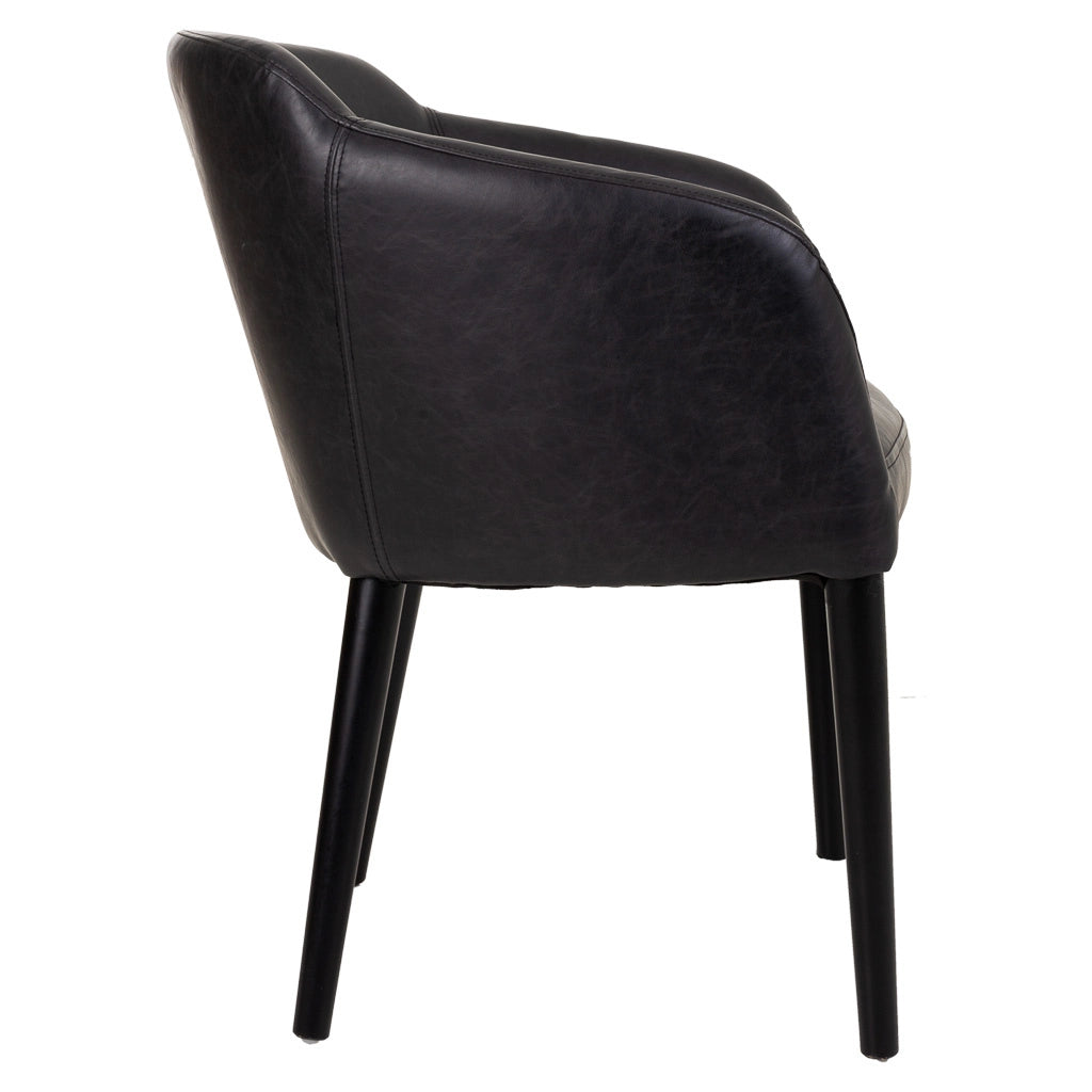 Poltrona in legno imbottita nera 62x60x82h