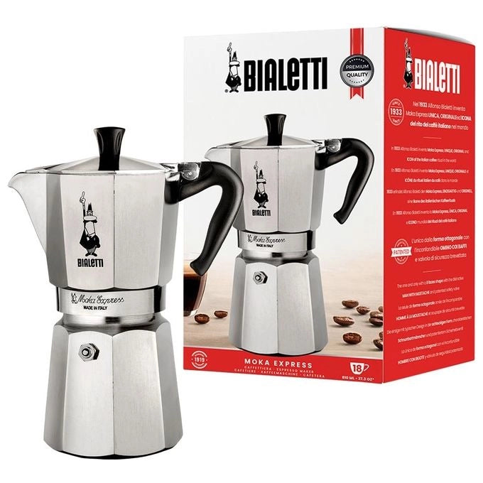 Bialetti 0001167 Moka Express Caffettiera 18 tazze 900 ml Alluminio Gas Elettrico colore Alluminio