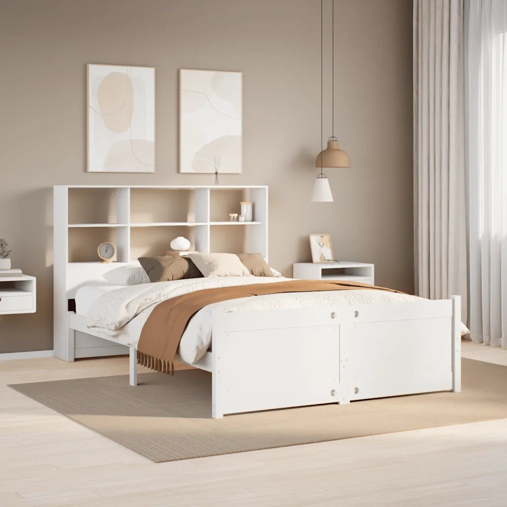 Letto Libreria senza Materasso Bianco 140x190 cm Legno di Pino 3322464