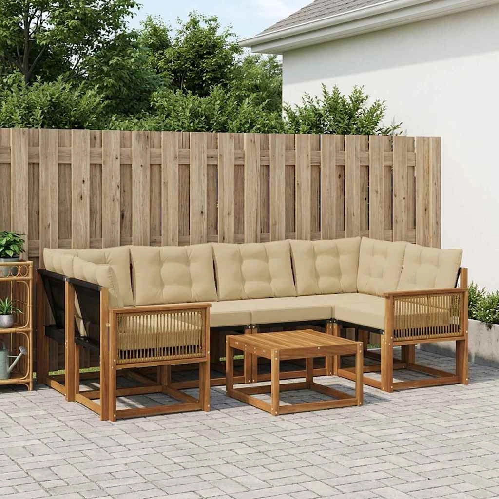 Set di divani da esterno 7 pz Naturale e Beige 3381813