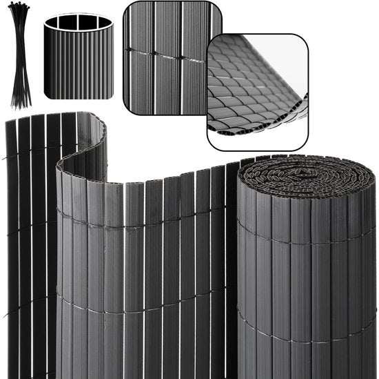 Schermo per giardino in PVC da 0,9x4m per la privacy – separazione per giardino e schermo per balcone da 0,9x4m in grigio