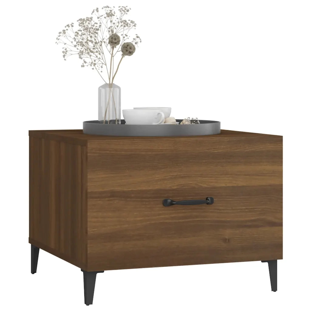Tavolino da Salotto Gambe in Metallo Rovere Marrone 50x50x40 cm 817541