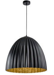 Lampada a sospensione Telma nera oro Ø70 ondulata Sigma