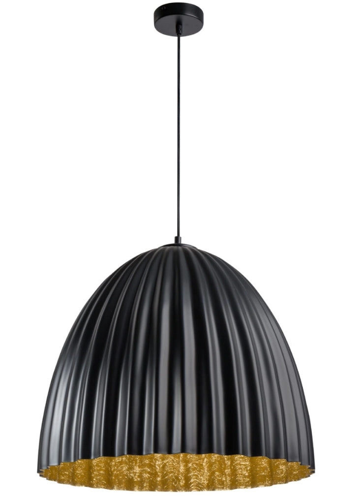 Lampada a sospensione Telma nera oro Ø70 ondulata Sigma