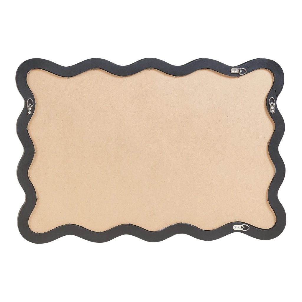 Specchio Ondulato da Parete Koster Montaggio Verticale e Orizzontale 90x60 cm Nero [en.casa]
