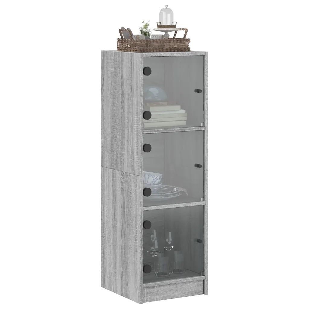 Credenza con Ante in Vetro Grigio Sonoma 35x37x109 cm 836390