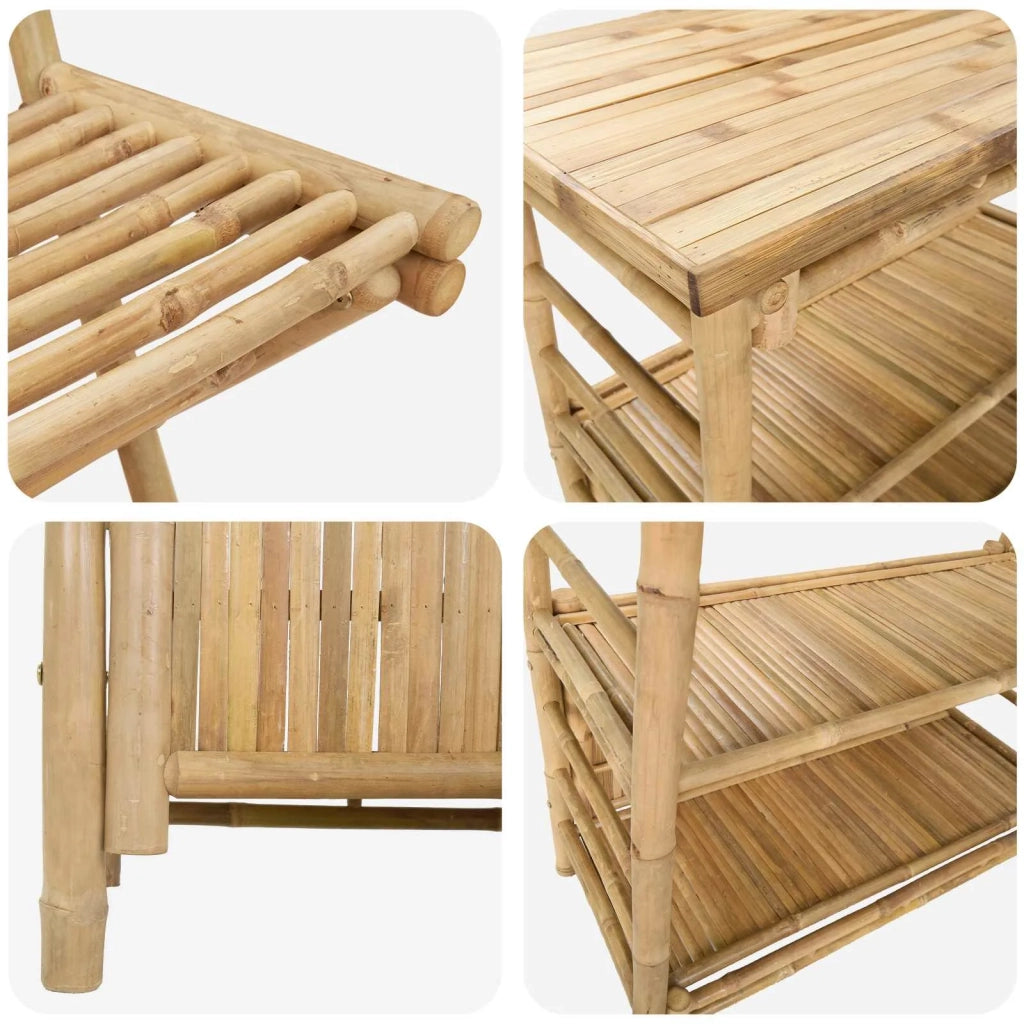 Tavolo da bar e sgabelli da esterno 3 pz Naturale Bambù 3469656