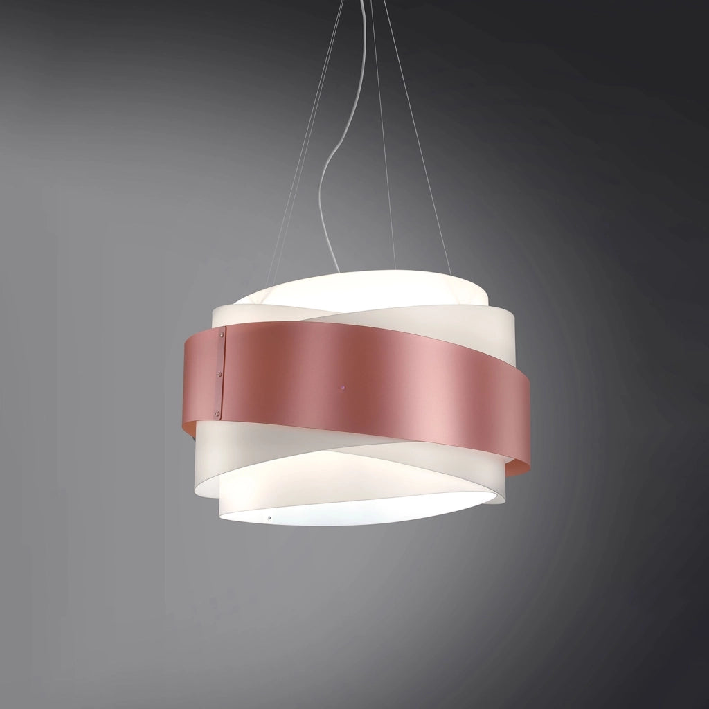 Lampadario Moderno Bea Polilux ® Pink Metal E Metallo Cromo 5 Luci E27 D80Cm