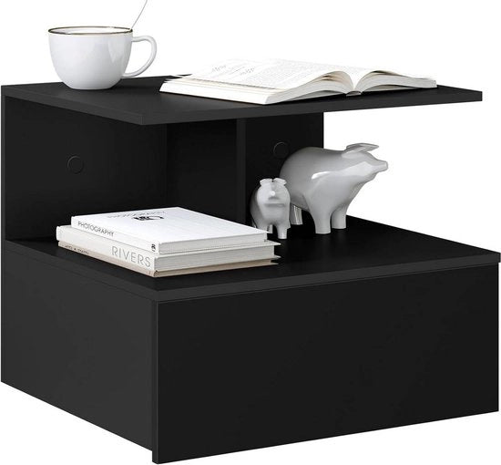 Nachtkastino da parete - Nachtkastino da parete montato - Cassetto spaziale - Stile scandinavo - Materiale E1 legno - 40 cm x 31 cm x 35 cm