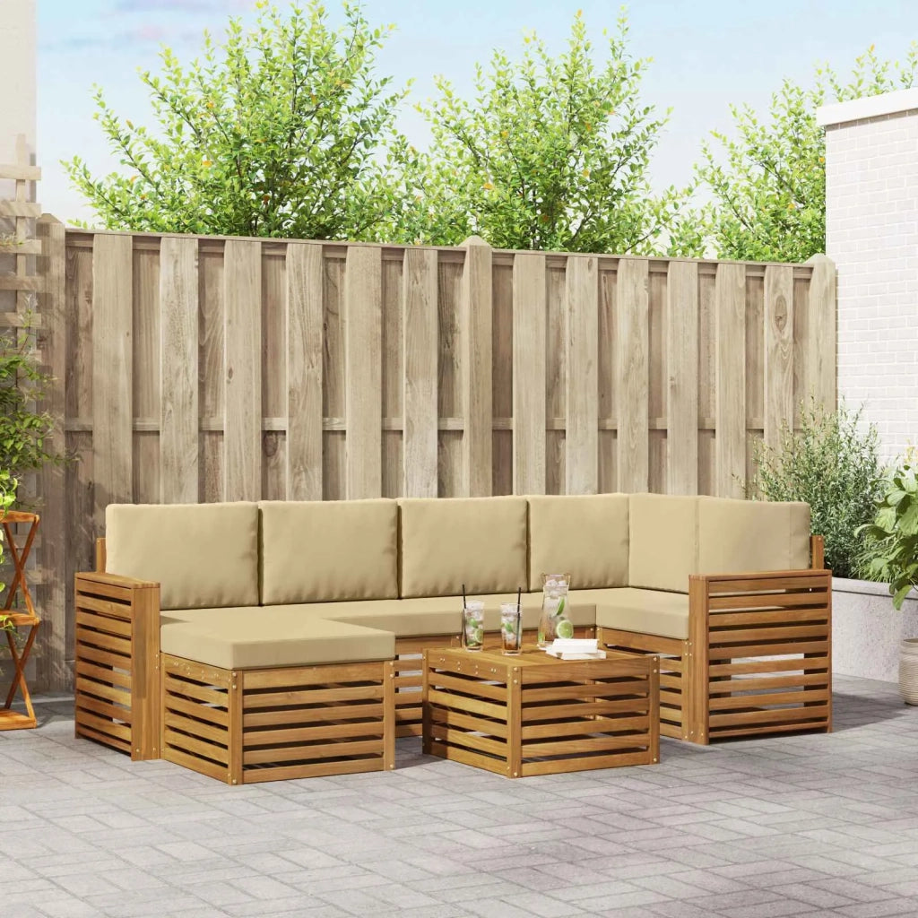 Set divano sezionale con cuscino 7 pcs Naturale e Beige 3375138