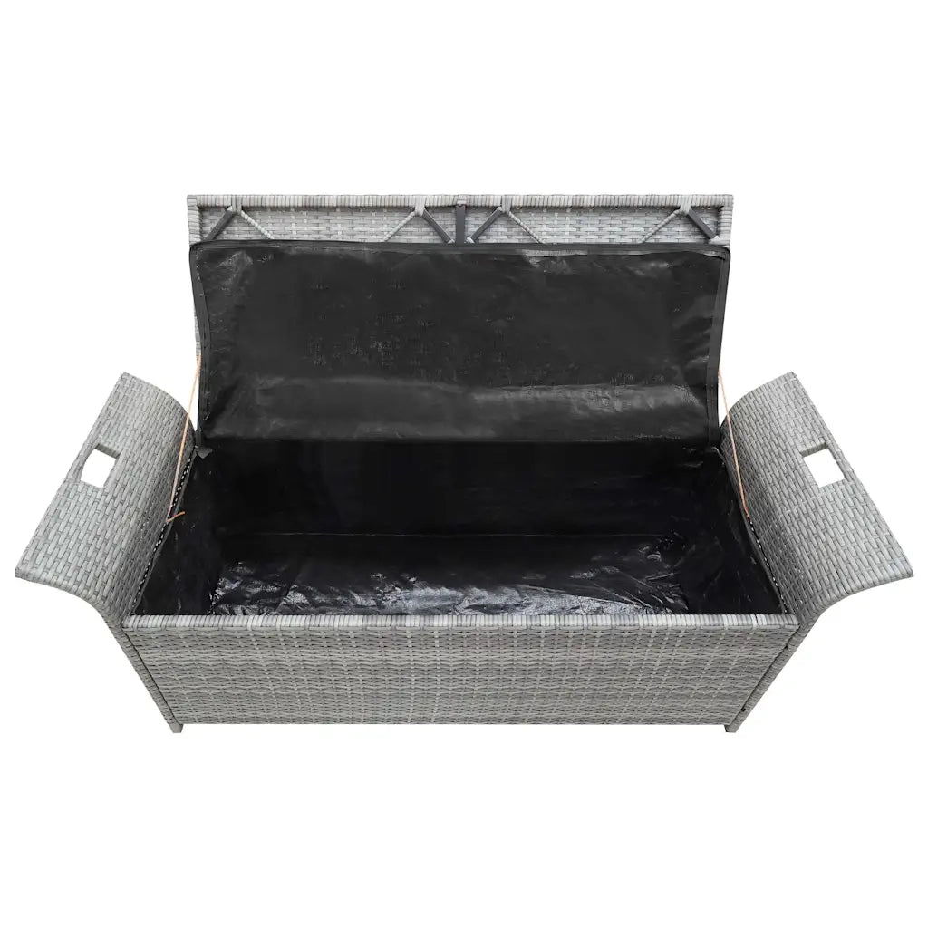 Cassapanca con Cuscino-Baule-Panca con ContenitoreGrigia 138 cm in Polyrattan