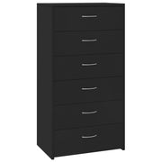 Credenza | Madia | Buffet da pranzo | Armadio da pranzo con 6 Cassetti Nera 50x34x96 cm in Legno Multistrato